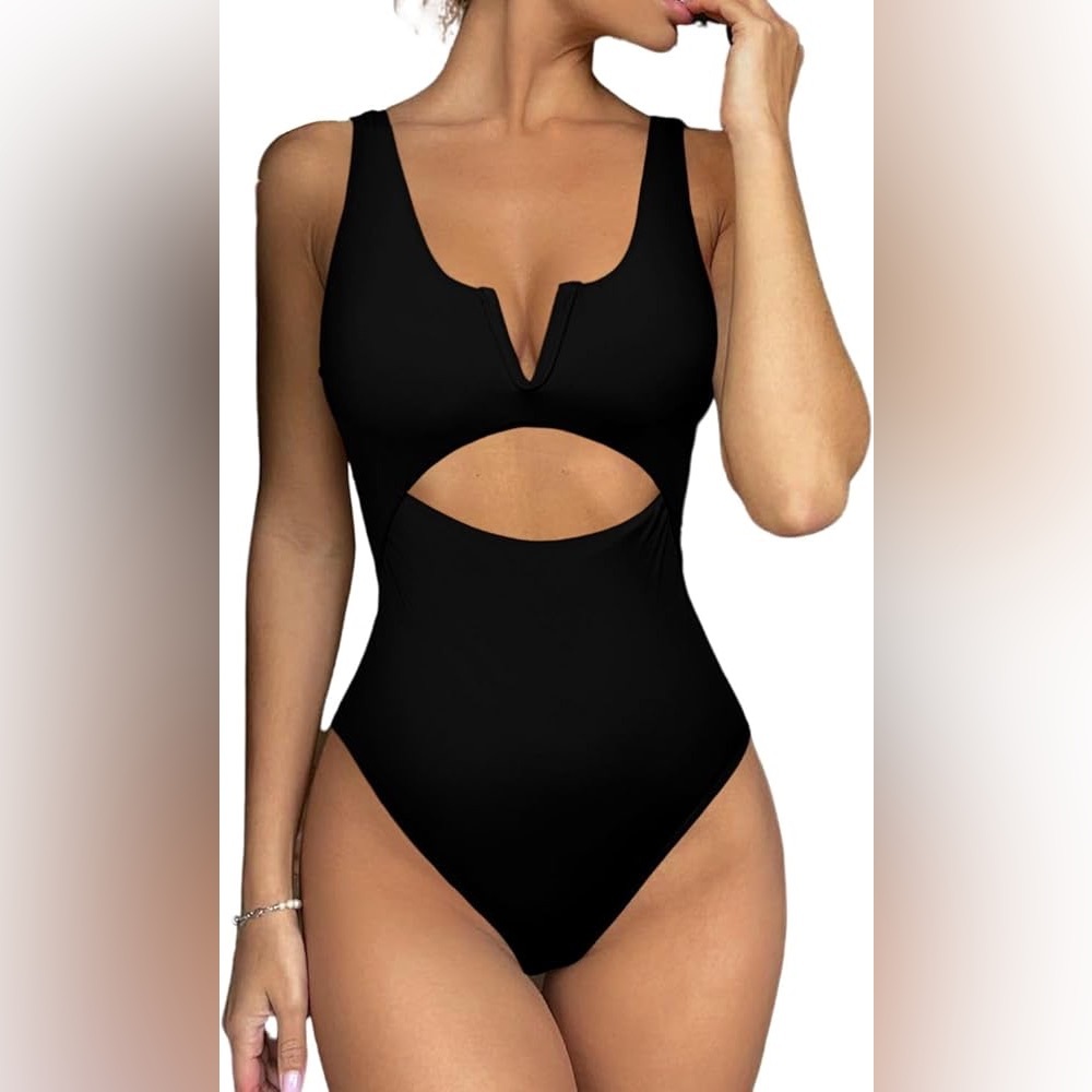 Meyeeka Women's One Piece Swimsuit Tummy Control Swimwear Push Up Bathing Suit V